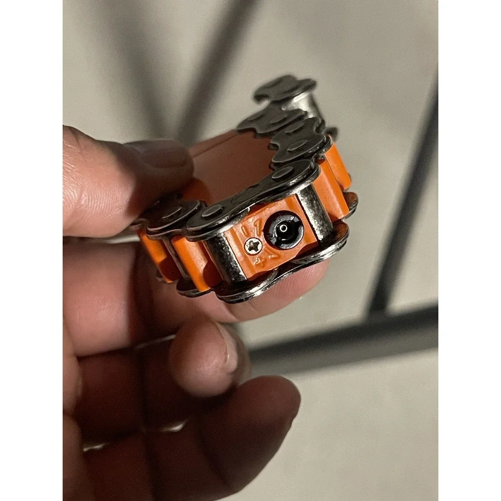 Vintage Automatic Cigarette Lighter Orange Bike Chain Link